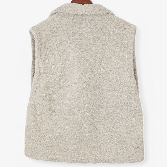 Lucy Faux Shearling Vest Gray Asymmetrical Open Front Size XL Minimalist - Picture 2 of 10